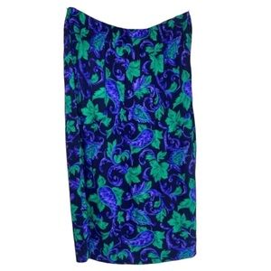 ILGWU Union Vintage Leslie Fay Purple Green Midi Skirt Size 16